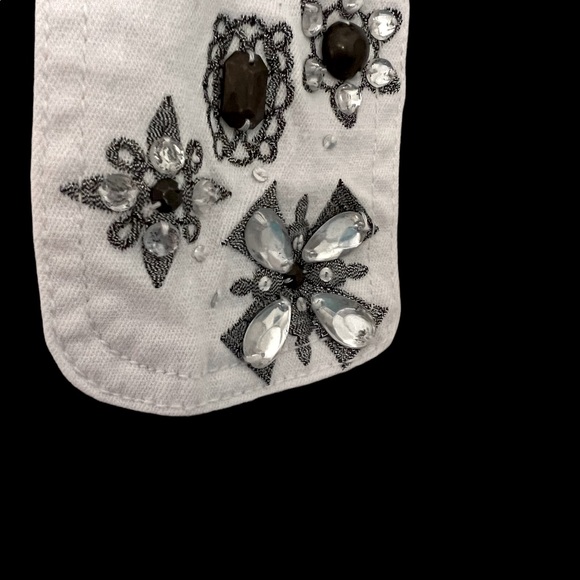 DG2 WHITE VINTAGE SPRING/SUMMER DENIM WITH STRETCH EMBELLISHED BLAZER - Picture 4 of 13